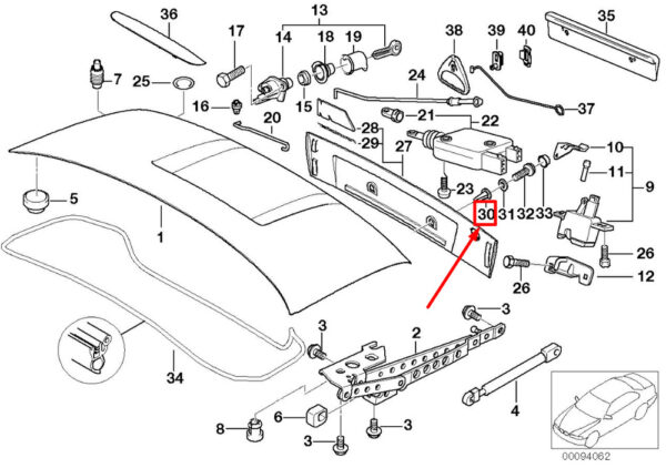 51131971066 - BMW 3 Compact E36 Roof Plug-In Nut 1971066 51131971066 NEW GENUINE