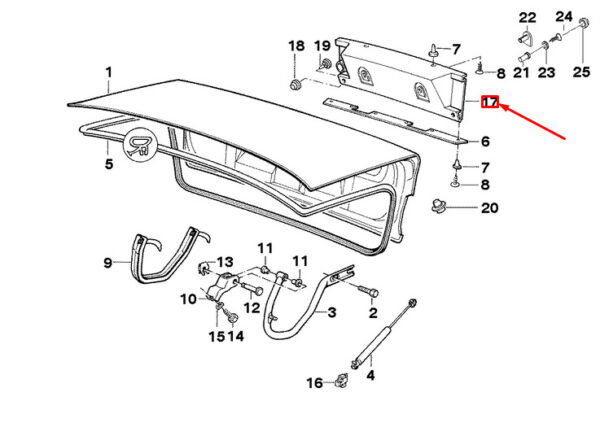 51132230430 - BMW 5 E34 trunk lid cover 51132230430 2230430 new
