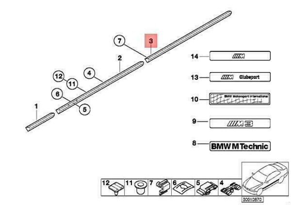 51132264514 - OEM BMW E36 316G 316I 1.6 1.9 318TDS MOULDING FENDER REAR RIGHT 51132264514 NEW