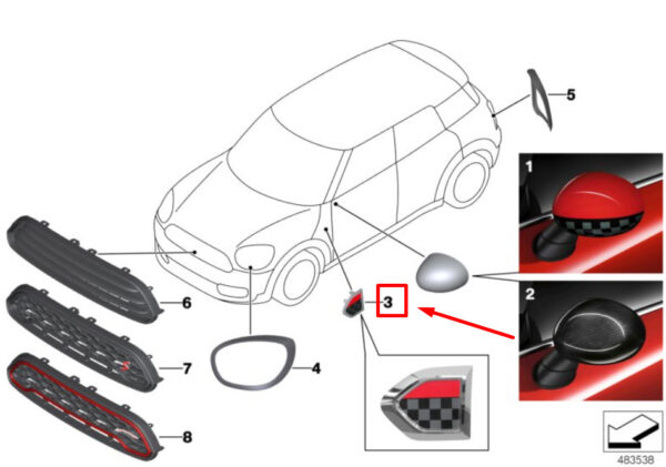 51132413356 - MINI COUNTRYMAN F60 Cushioned Trim Set 2413356 51132413356 NEW ORIGINAL