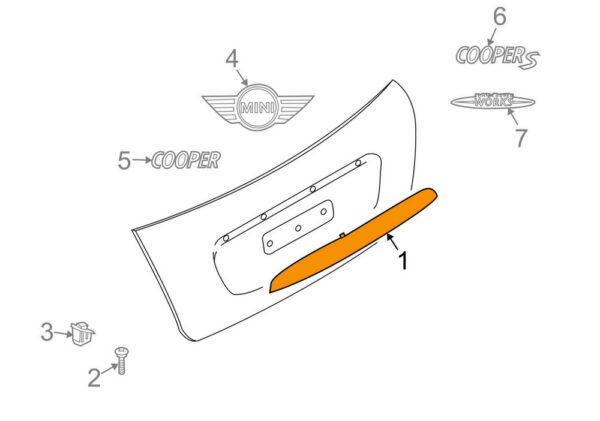 51132753603 - MINI CONVERTIBLE R57 Tailgate Lid Handle 51132753603 NEW REAL