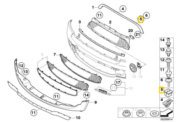 51132754668 - NEW MINI R55 R59 R56 R57 FRONT BUMPER NUT 2X PIECES 51132754668 ORIGINAL