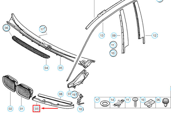 51137043409 - OEM BMW 3 E46 FRONT LEFT LOVER HEADLIGHT COVER TRIM 7043409 51137043409 GENUINE