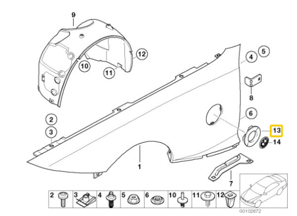 51137078264 - NEW BMW Z4 E85 E86 COUPE COVER SIDE PANEL PRIMED RIGHT O / S 7078264