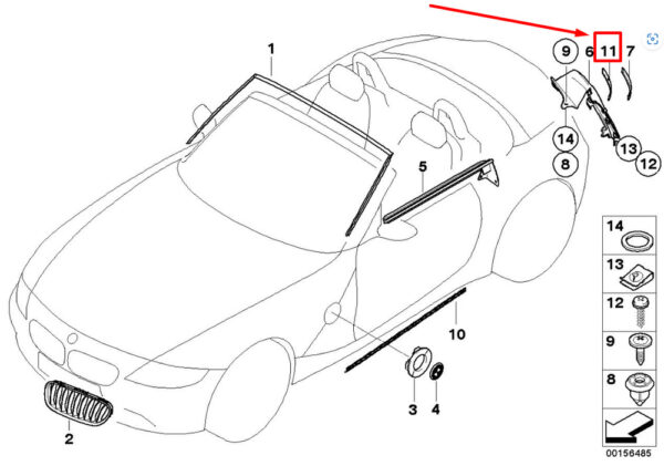 51137126926 - OEM BMW Z4 E85 Z4 2.0I 2.2I 2.5I 3.0I ADHESIVE STRIP RIGHT 51137126926 GENUINE