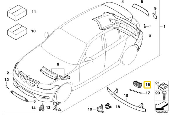 51137128614 - New Genuine BMW 1 Series E81 E87 Front Right Kidney Grill 7128614 OEM