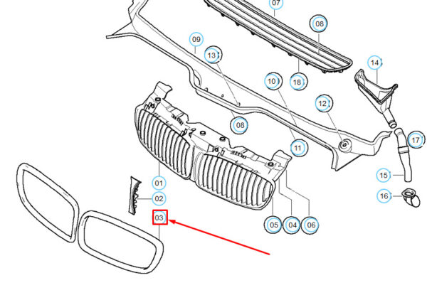 51137145739 - BMW 7 E65 Left Kidney Grille Ornamental Ring 51137145739 7145739 NEW GENUINE