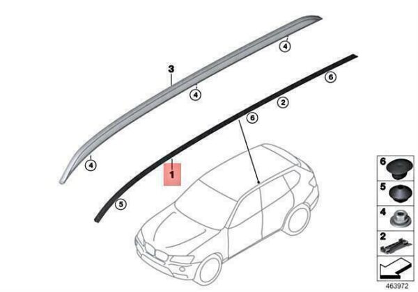 51137206131 - OEM BMW X3 F25 X3 18D 18I 20DX 20I 20IX 28DX ROOF MOULDING LEFT 51137206131 NEW