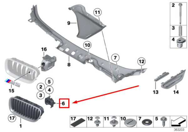 51137226626 - NEW BMW 5 F10 FRONT GRILLE EMBLEM - SUPPORT PLATE 7226626 51137226626 GENUINE