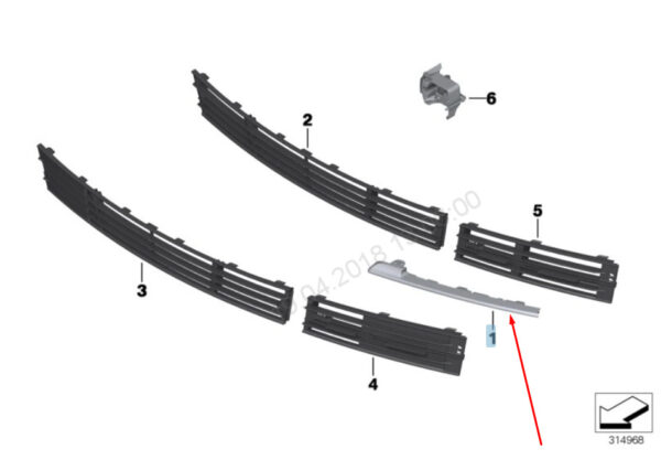 51137295356 - NEW BMW 7 F01 FRONT BUMPER RIGHT MOLDING TRIM 51137295356 7295356 2015 OEM