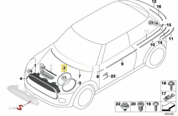 51137300631 - New Genuine Mini F55 F56 F57 Front Left Right Chrome Headlight Surround Trim Set