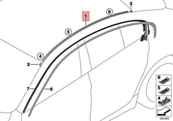51137327969 - OEM BMW ALPINA M6 B6 F06 640D ROOF MOULDING PRIME COATED LEFT 51137327969 NEW