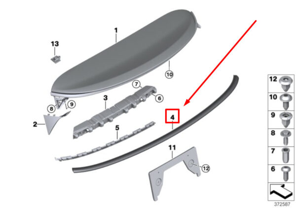 51137328385 - NEW MINI COOPER F55 REAR BOOT LID TAILGATE UPPER TRIM STRIPS 7328385
