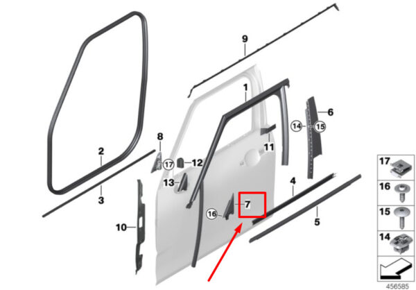 51137344188 - NEW MINI CLUBMAN F54 FRONT RIGHT DOOR CORNER TRIM 7344188 51137344188