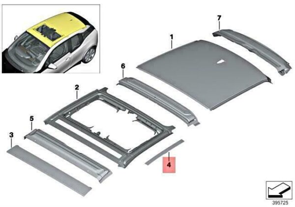 51137361001 - NEW BMW I3S I3S I01 I3 120AH REX 60AH ROOF FRAME LEFT 51137361001 14-19