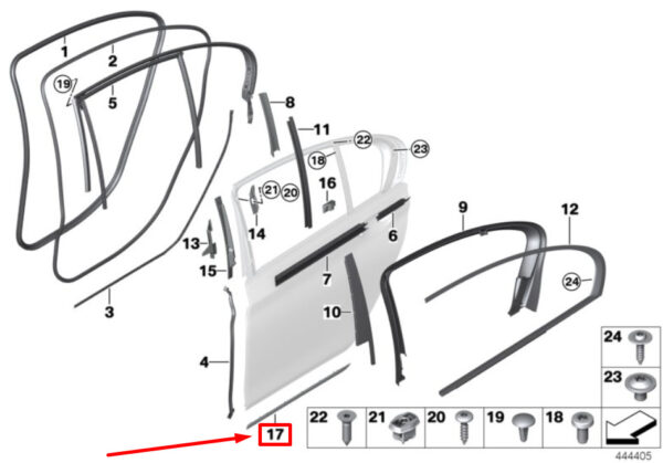51137364355 - BMW 7 G11 Rear Left Door Bottom Strip 51137364355 7364355 NEW GENUINE