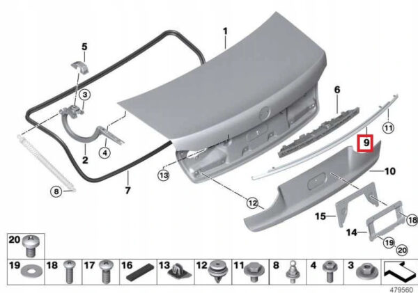 51137376778 - NEW OEM BMW 7 G11 G12 REAR TRUNK LID CENTER MOLDING CHROME 51137376778 GENUINE
