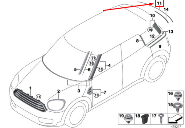 51137389453 - NEW MINI -LANDMANN F60 TRUNK LID TRIM STRIP 7389453 51137389453 GENUINE