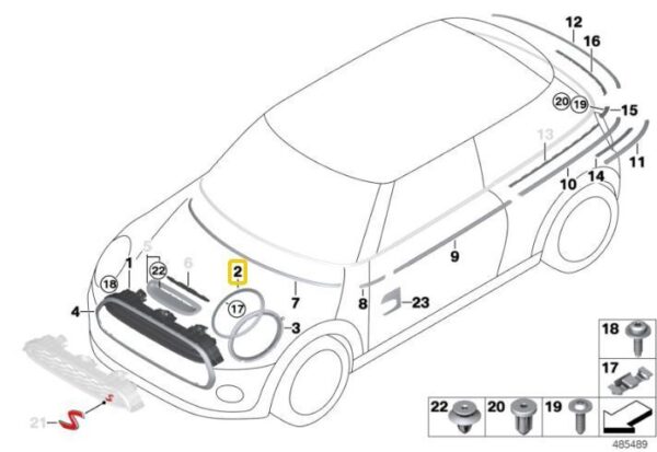 51137449209 - NEW MINI F55 F56 F57 FRONT LEFT RIGHT JET BLACK HEADLIGHTS RING TRIM SET