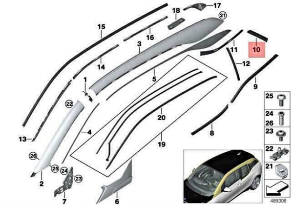 51137453549 - OEM BMW I I3 I3S I01 I3 120AH REX 94AH COVER COLUMN D LEFT 51137453549 GENUINE