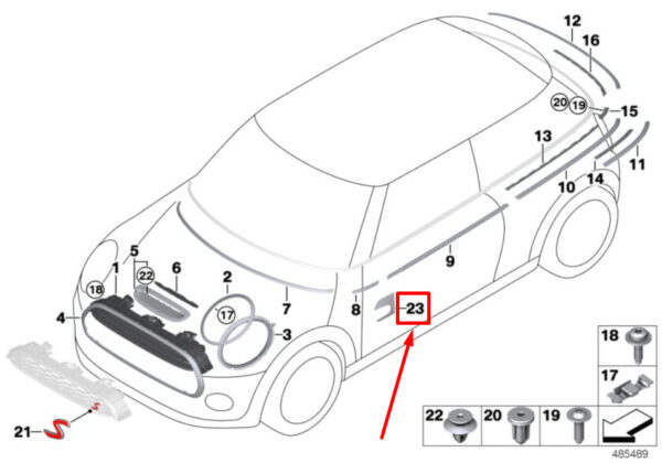 51137954743 - NEW MINI F55 LEFT DIRECTION INDICATOR AUX. TRIM 7954743 51137954743 ORIGINAL