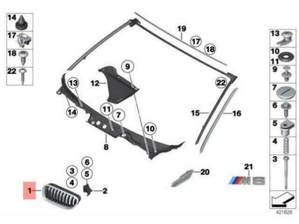 51138050525 - OEM BMW M6 F12 F13 FRONT RADIATOR KIDNEY M GRILLE LEFT 51138050525 GENUINE NEW