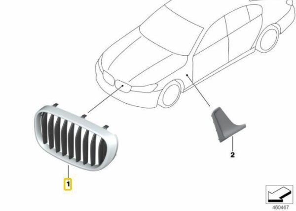51138065539 - New Genuine BMW 7' G11 G12 M-Sports Front Left Right Radiator Grille Set OEM