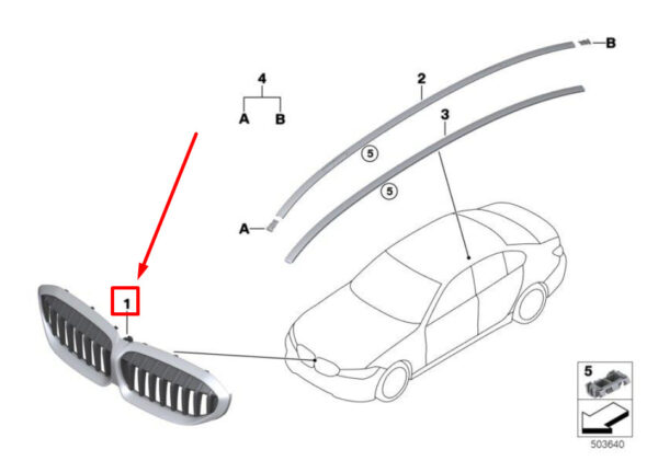 51138072085 - NEW BMW 3 SERIES G20 FRONT CENTER GRILL SHADOW LINE 51138072085 19-20 ORIGINAL