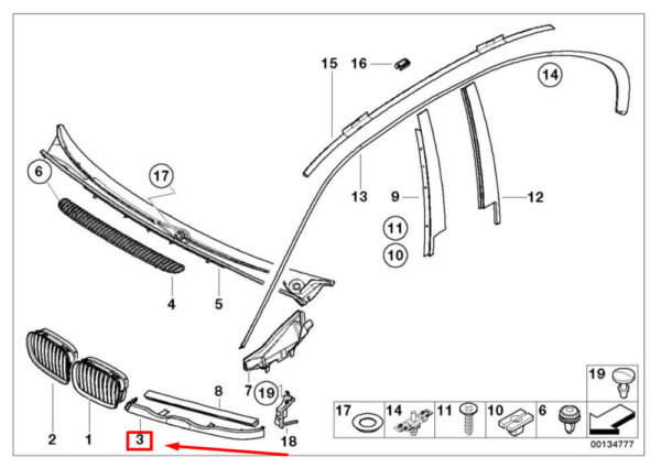 51138208485 - BMW 3 E46 left lower headlight trim 8208485 51138208485 NEW ORIGINAL