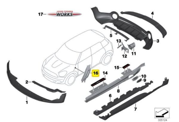 51139808594 - NEW MINI R60 R61 SIDE CARRIER -BLIND -SIGNAL -TRIMMING PAIR LEFTRIGHT GENUINE