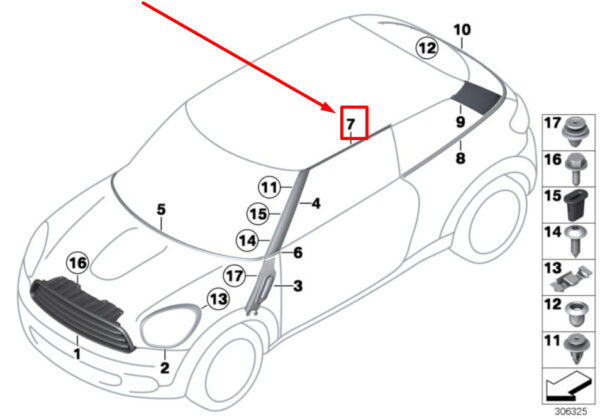 51139808778 - NEW MINI PACEMAN R61 FRONT RIGHT TOP DOOR 9808778 51139808778 GENUINE