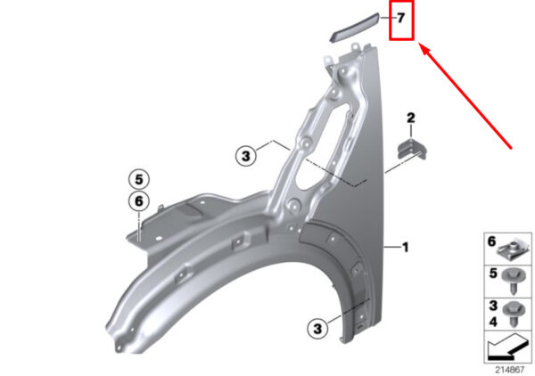 51139810466 - NEW MINI R60 FRONT RIGHT SIDE PLATE 9810466 51139810466 ORIGINAL