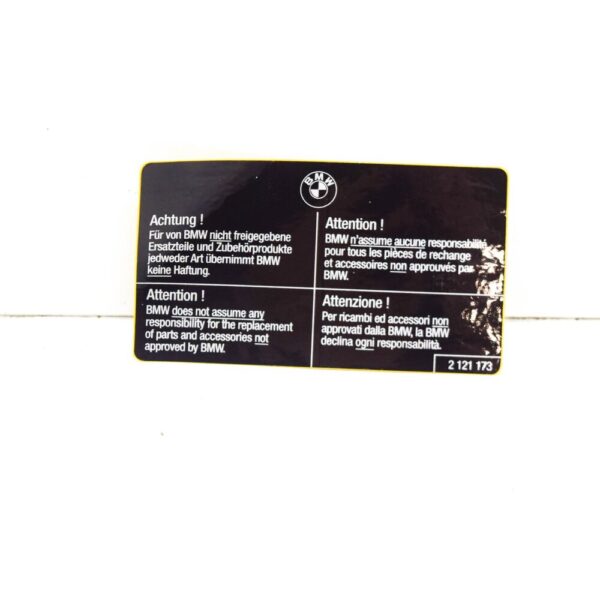 51142121173 - BMW 3 Coupe E92 label "Original BMW parts" 51142121173 NEW REAL