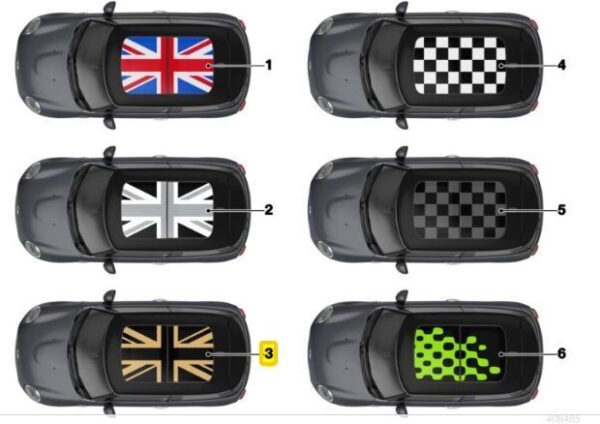 51142355191 - NEW MINI F54 F55 F56 F60 ROOF TOP GOLD JACK DECOR DECAL 2355191 ORIGINAL