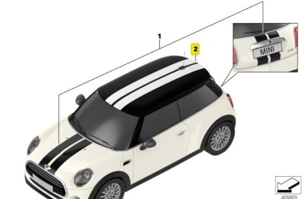 51142357921 - New Genuine MINI COOPER F56 Roof Top White Dual Sport Stripes Decal 2357921 OEM