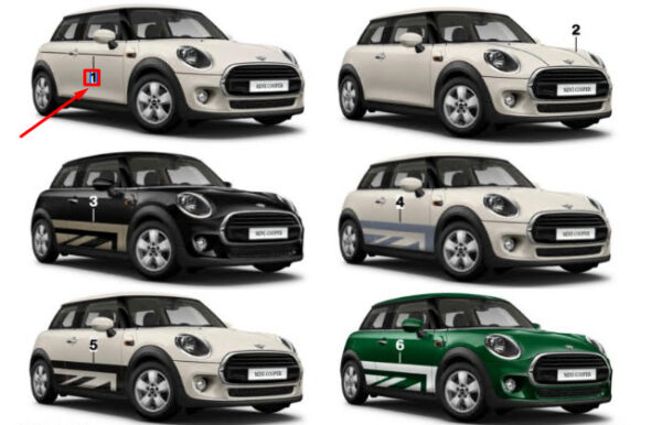 51142459038 - Mini Cooper F56 Side Stripes Aspen White 51142459038 NEW Genuine