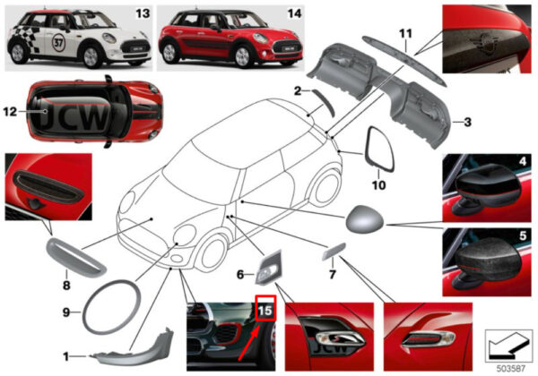 51142468933 - Mini Cooper F55 Front JCW Aerodynamics Bumper Decal Set 51142468933 NEW GENUINE