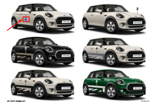 51145A18148 - Mini Cooper F55 Side Stripes Piano Black 51145A18148 NEW GENUINE