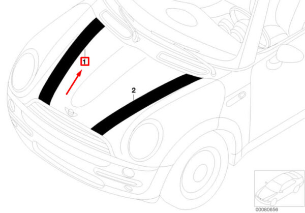 51147039690 - NEW OEM MINI COOPER S R53 FRONT RIGHT HOOD STRIP 51147039690 GENUINE