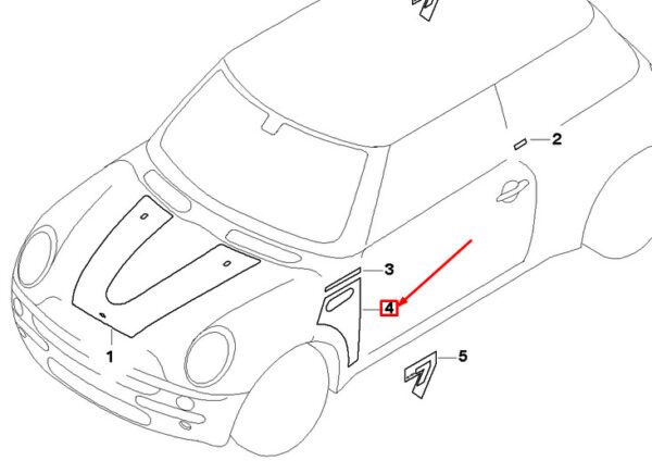51147175891 - OEM MINI COOPER R50 SIDE LEFT Countersink ADHESIVE FILM 51147175891 GENUINE