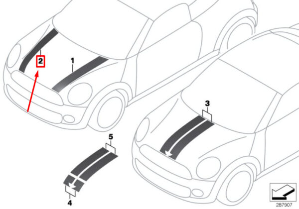 51147277080 - NEW OEM MINI CLUBMAN R55 FRONT RIGHT HOOD STRIP 51147277080 GENUINE