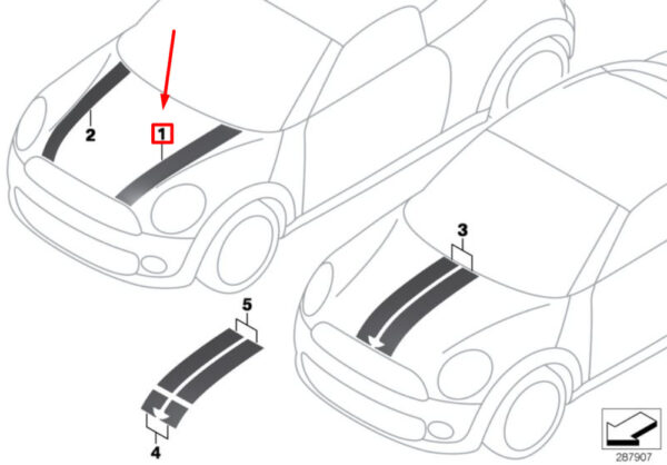 51147281515 - NEW OEM MINI COOPER R56 FRONT LEFT BONNET / HOOD STRIP 51147281515 GENUINE