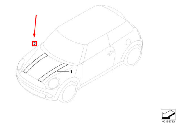 51147281522 - NEW OEM MINI CABRIO R57 FRONT RIGHT HOOD STRIPE 51147281522 7281522 GENUINE