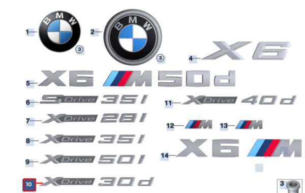 51147345063 - New BMW X6 F16 Rear Lid Emblem With Lettering 51147345063 Genuine