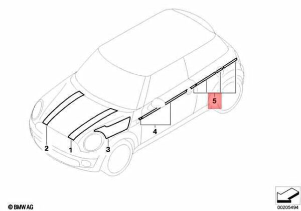 51147358183 - BMW Decorative Rear Left Strip MINI Clubman R55 Cooper S JCW R56 51
