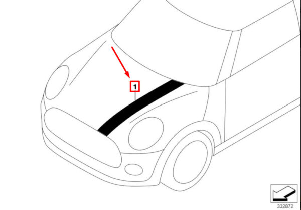 51147365186 - NEW OEM MINI COOPER F55 FRONT RIGHT HOOD STRIP 51147365186 GENUINE