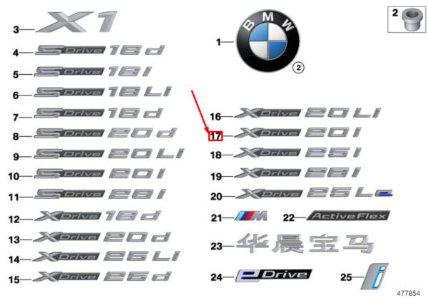 51147406679 - NEW BMW X1 F48 X DRIVE 20I LABEL 7406679 51147406679 ORIGINAL