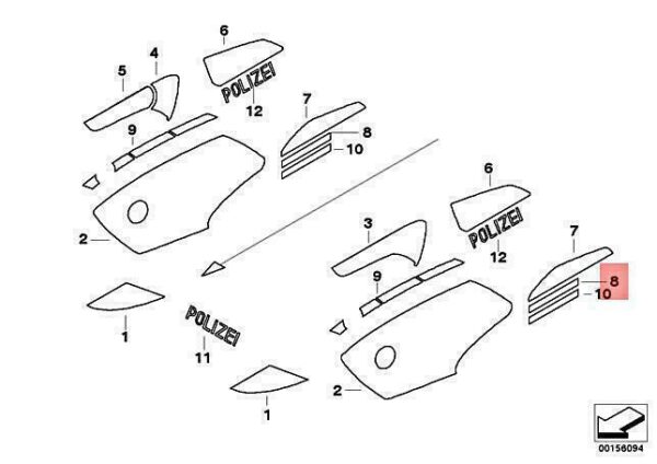51147701061 - OEM BMW K26 0388 0387 DECAL TRIM CASE LEFT 51147701061 GENUINE NEW
