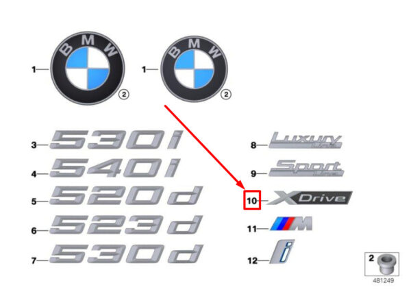 51148063201 - NEW BMW 5 G30 X-DRIVE MODEL EMBLEM 51148063201 8063201 GENUINE