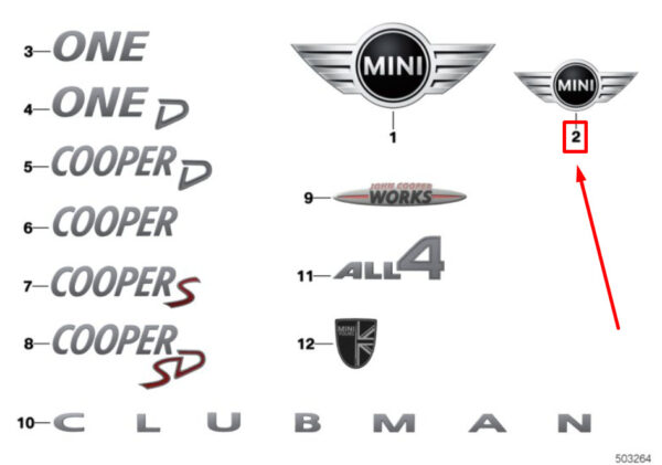 51149447809 - NEW MINI CLUBMAN F54 REAR MINI BADGE 51149447809 9447809 ORIGINAL